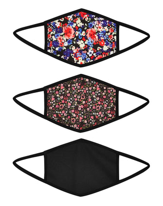 3 Pack Floral Printed Face Coverings