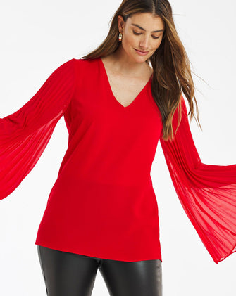 Pleated Sleeve Blouse