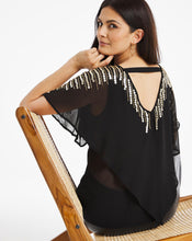 Black Sequin Yoke Blouse