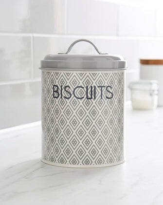 Grey Geo Biscuit Tin