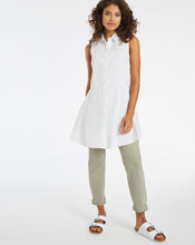 White Stretch Sleeveless Fit and Flare Shirt