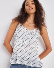 Monochrome Spot Ruffle Dobby Cami Top