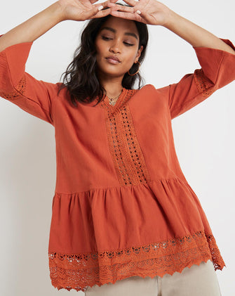 Terracotta Detailed Trim Tunic