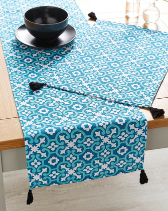 Blue Tile Runner and Set of 4 Placemats