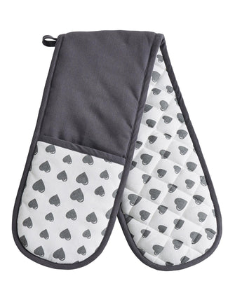 Grey Heart Double Oven Glove