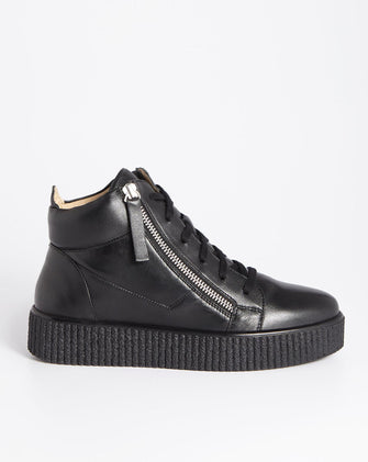 Leather Side Zip Hi Top Trainer EEE Fit