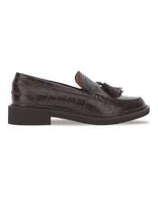 Leather Croc Print Tassel Loafer Wide E Fit