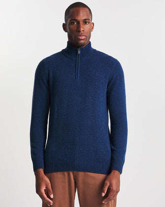 Navy Lambswool 1/2 Zip Jumper