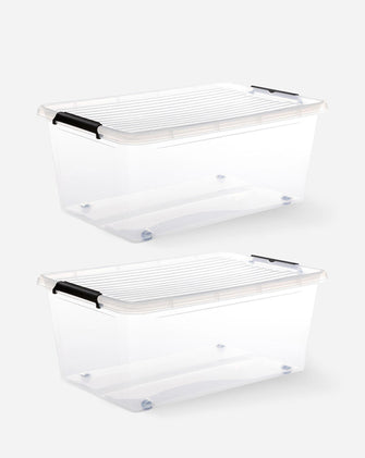 Set of 2 40L Easy Roll Wheel Storage Box