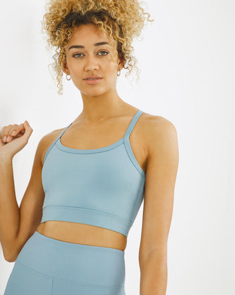Blue Cross Back Crop Top