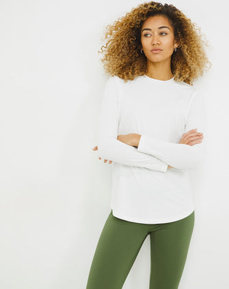 White Long Sleeve Mesh Insert Top
