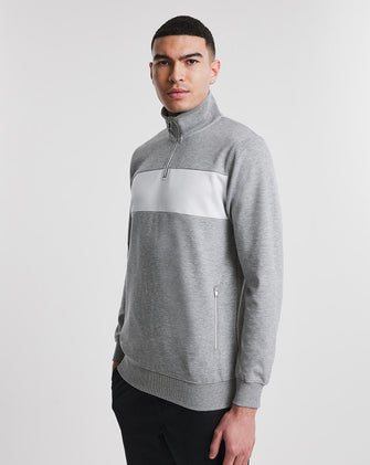 Colour Block 1/4 Zip Funnel Sweatshirt Long