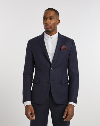 Navy Textured Suit Jacket