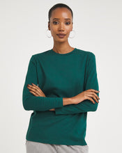 Deep Teal Cotton Basic Crew Neck Long Sleeve T-Shirt