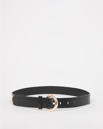 Black Croc Metal Tipped Belt